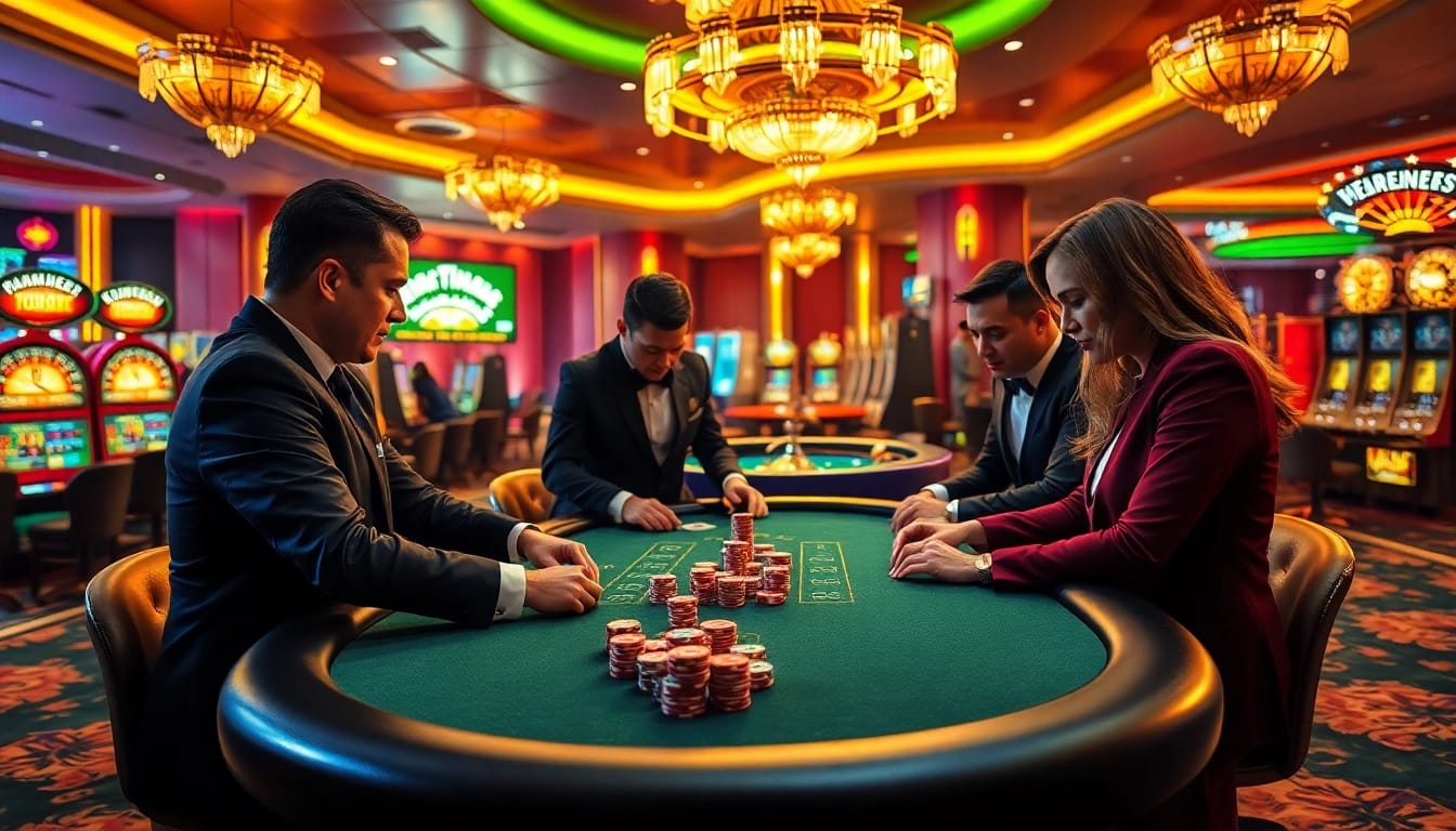 Exciting poker game at a luxurious casino featuring elements from https://mi88.com.mx/.