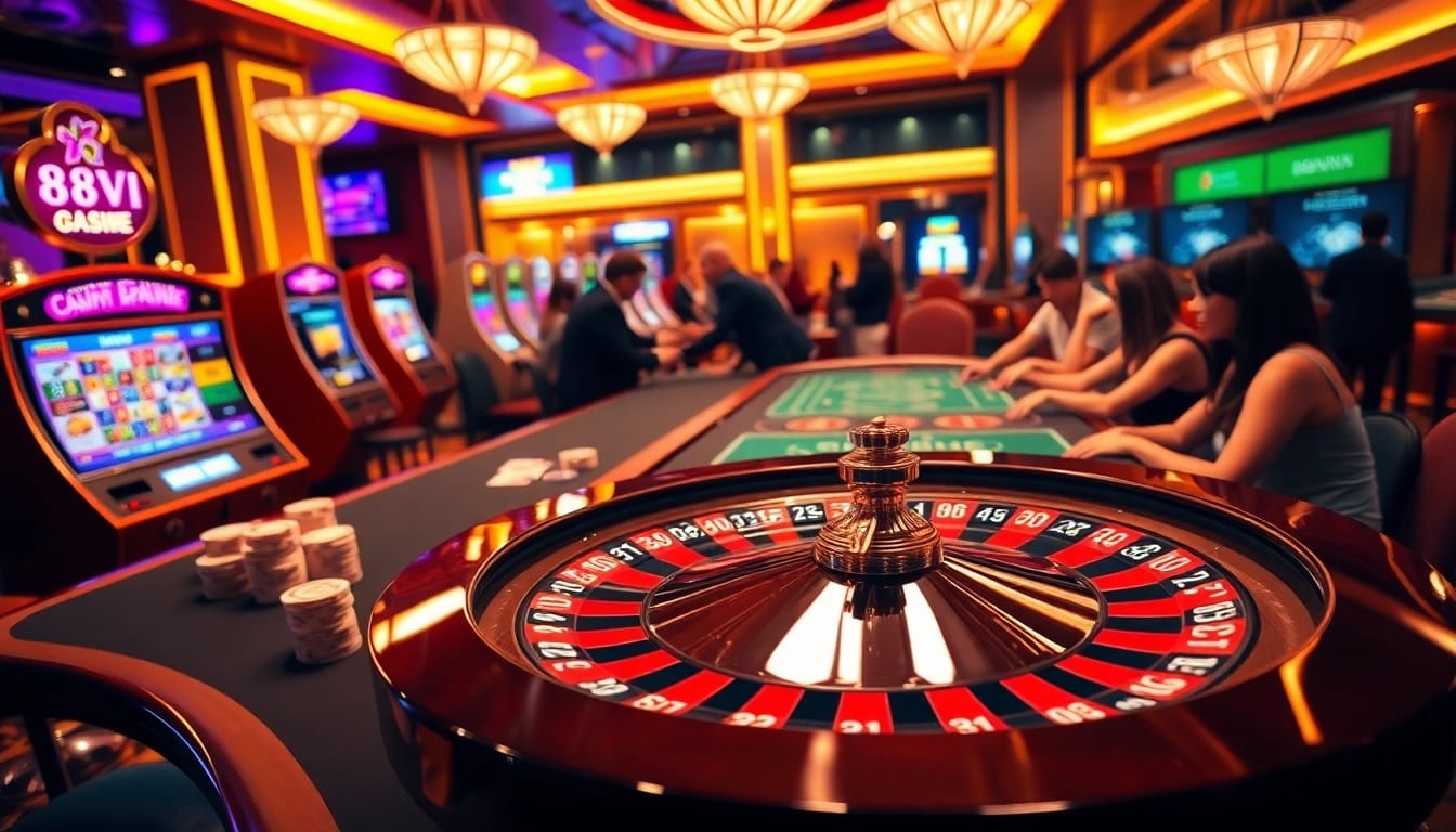 Experience thrilling gameplay at https://88vn.cn.com/ with vibrant gambling tables, exciting slot machines, and eager players.