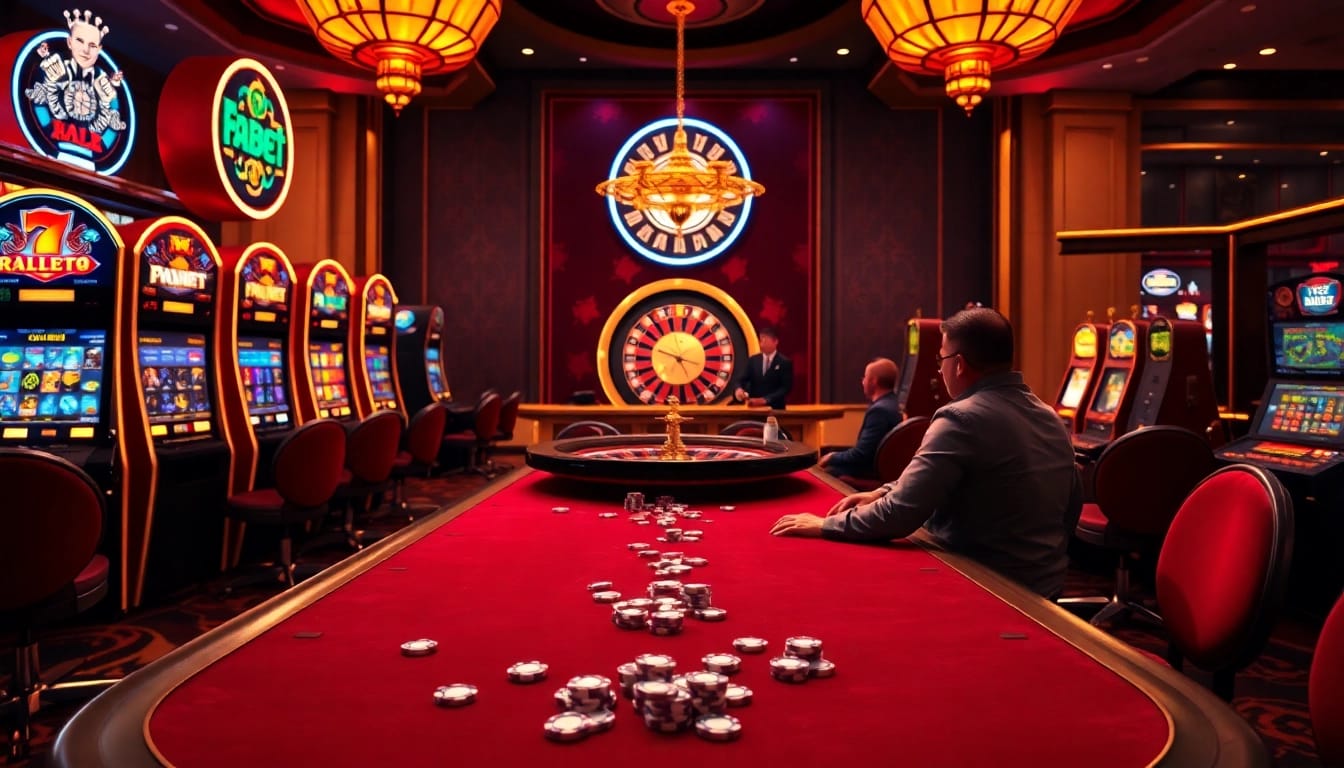 Experience the thrill of gaming at fabet3.com with a luxurious casino scene in action.