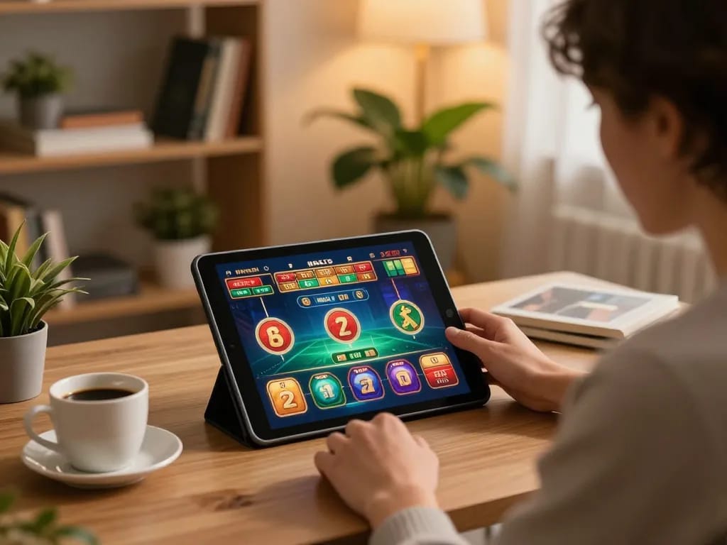 Gain insights at https://rr88.com.se/ while enjoying a home casino gaming experience with tablet and coffee.