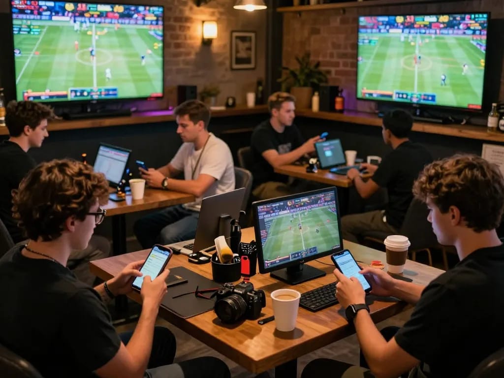 Excited players engaging with sports betting on https://tx88at.com/ in a cozy home environment, showcasing the thrill of immersive gaming.