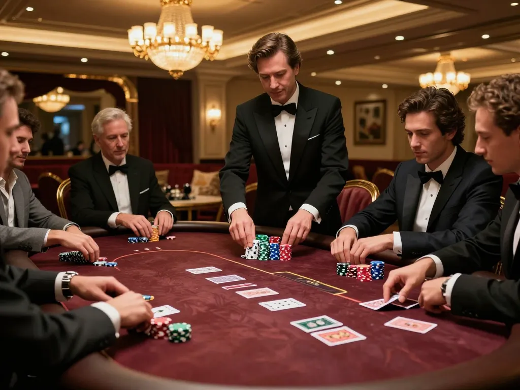 Sky88 uy tín highlights a dynamic poker game in a luxurious casino setting.