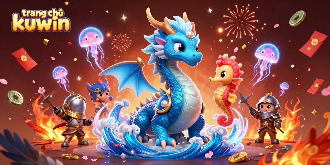 Experience thrilling action on trang chủ kuwin with a vibrant scene of a dragon and knight in a dynamic setting.