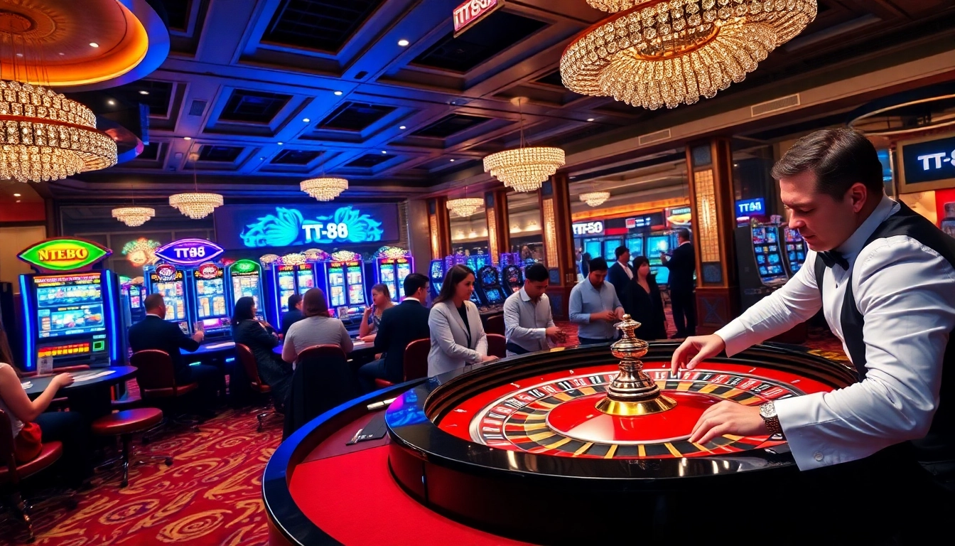 Experience high-stakes excitement with TT88 at a luxurious casino roulette table.