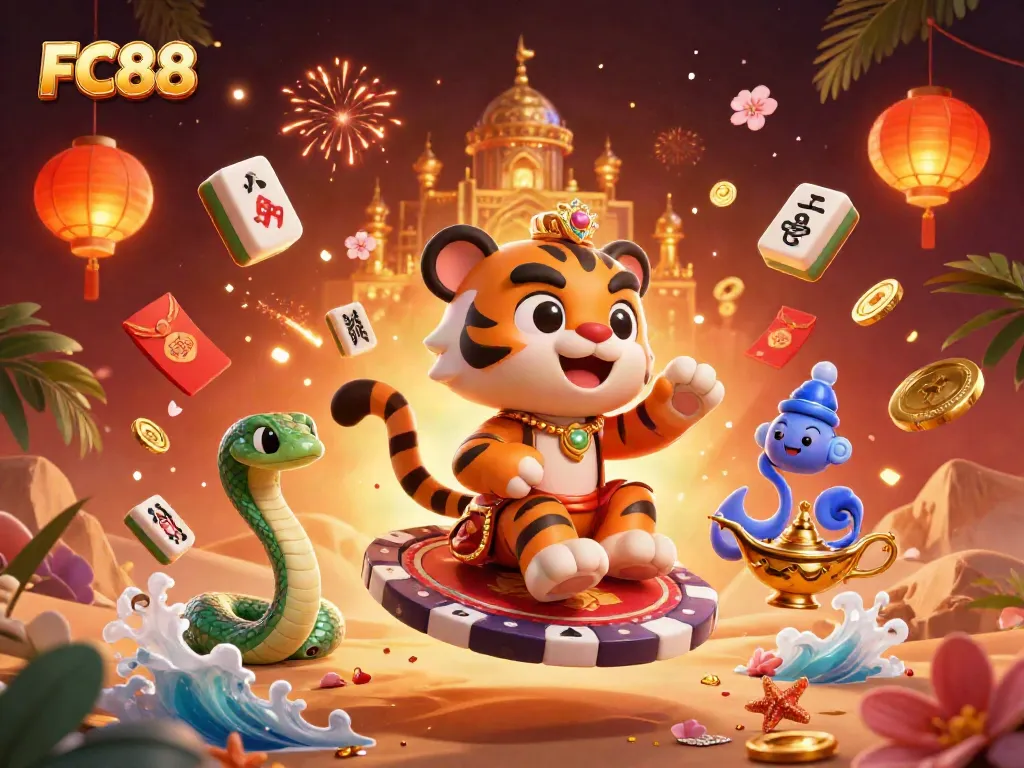 Experience the magic of FC88 with a vibrant 3D casino world, as the sultan spins luck and rewards.