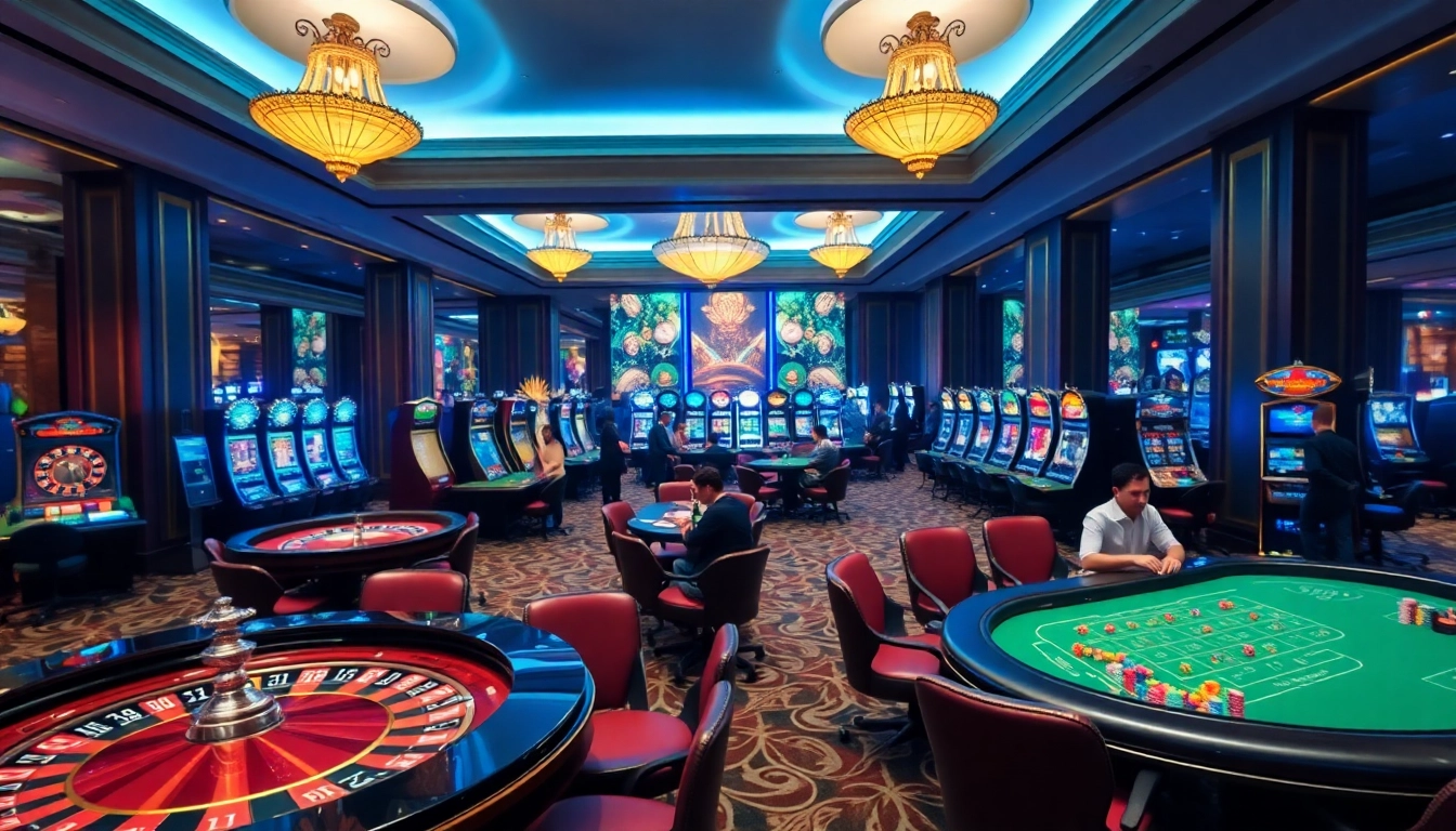 Players enjoying a thrilling experience at Du88 casino tables with vibrant games and chips.