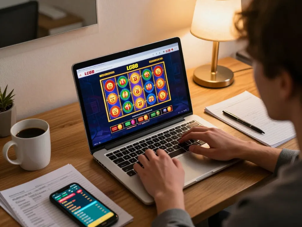 Experience thrilling gameplay with LC88 at home, showcasing online casino excitement and strategy.