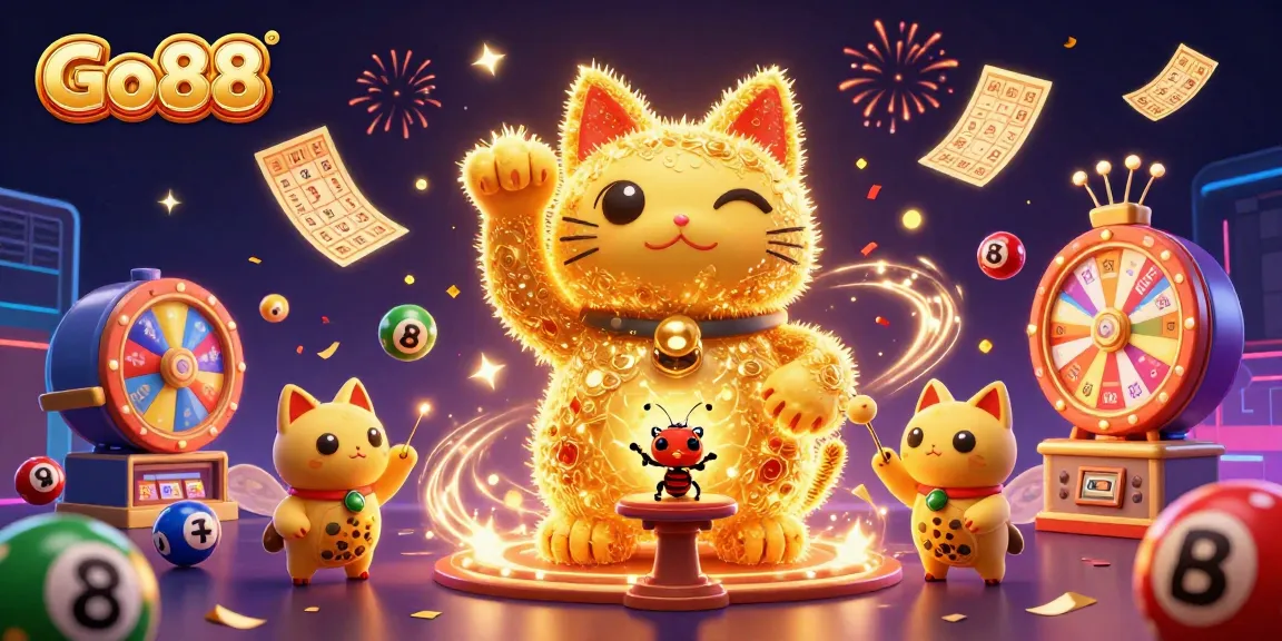 Engage in exciting gameplay with Go88's vibrant casino-themed digital illustration.