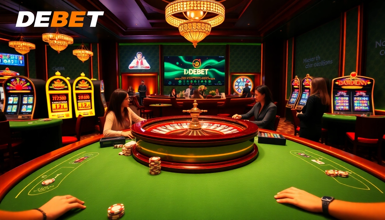 Experience the thrill of Nhà cái DEBET with vibrant casino tables and engaging online gambling action.