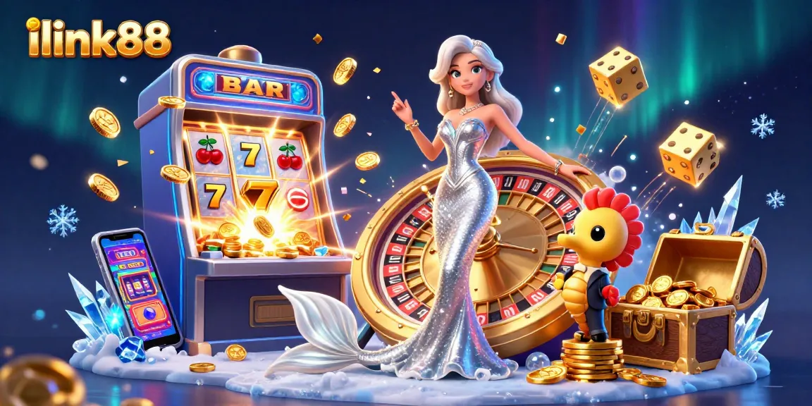 Experience thrilling gameplay at ilink88 with a vibrant casino scene featuring mermaids and jackpot excitement.