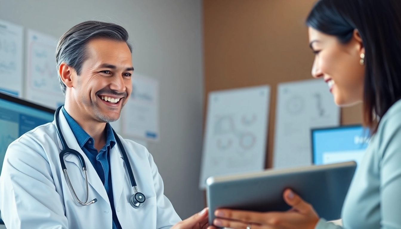 Message a doctor online 24/7 with an approachable physician consulting a patient digitally.