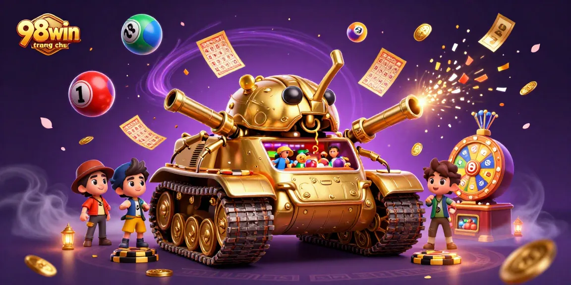 Experience the excitement of 98win trang chu with a vibrant casino scene featuring dynamic lottery elements.