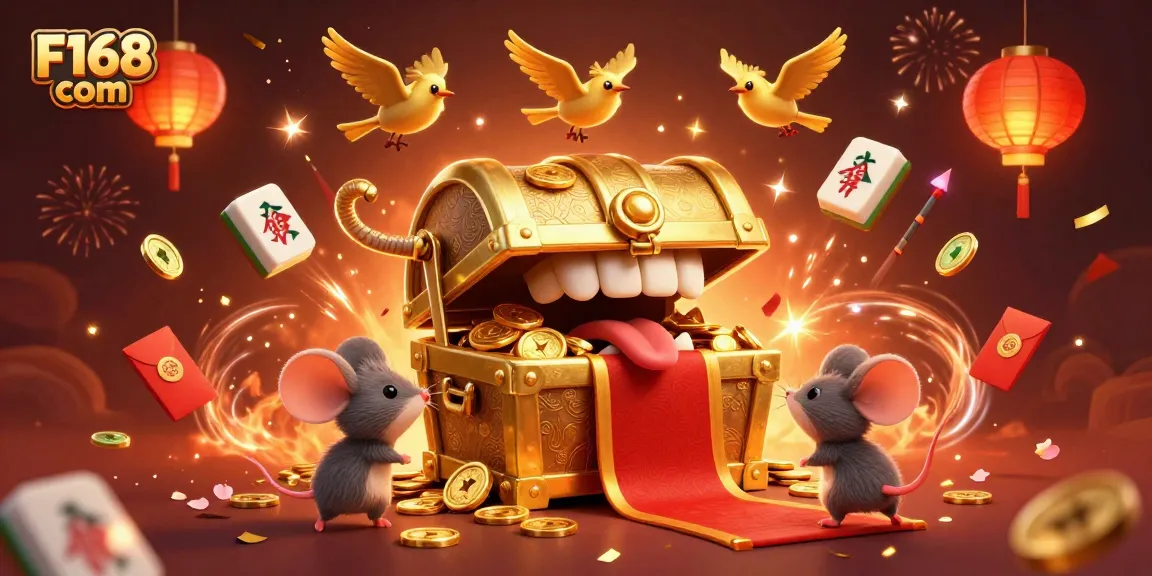 Experience the thrill of winning at F168 com with vibrant casino treasures and festive elements.