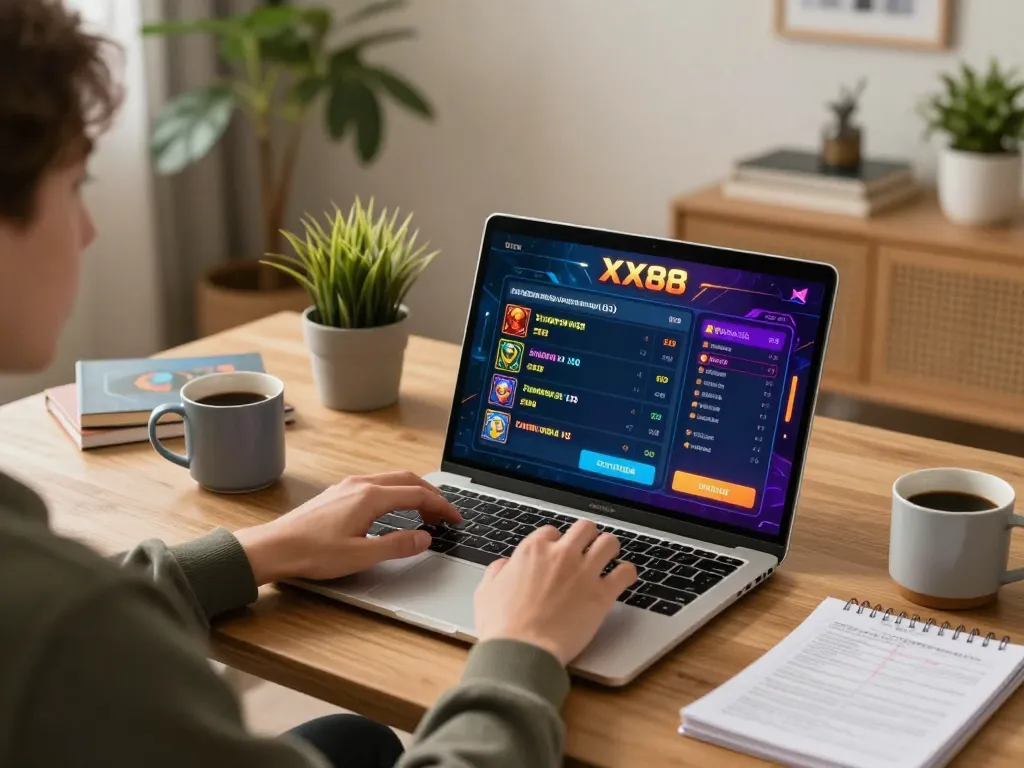 Experience exciting online betting with xx88 in a cozy home gaming setting, showcasing dynamic gameplay.