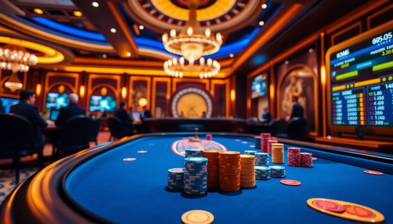 Experience high-stakes excitement with 888NEW at a luxurious casino setting featuring dynamic poker and roulette.