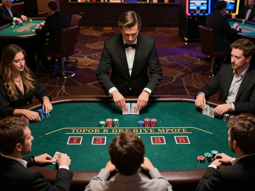 Engaged players enjoying a live dealer blackjack game at TG88 casino with focus on strategic gameplay
