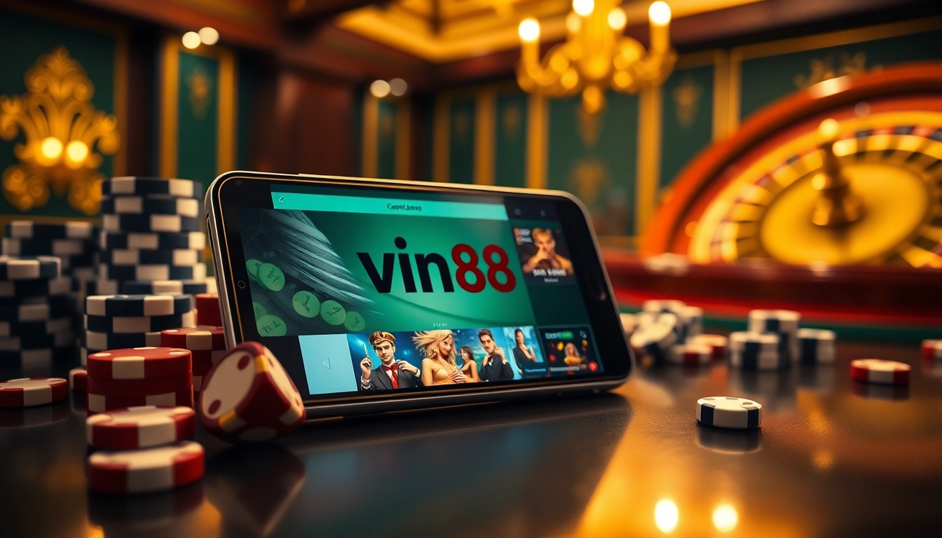 Experience the excitement of vin88 mobile gaming with this dynamic casino visual.