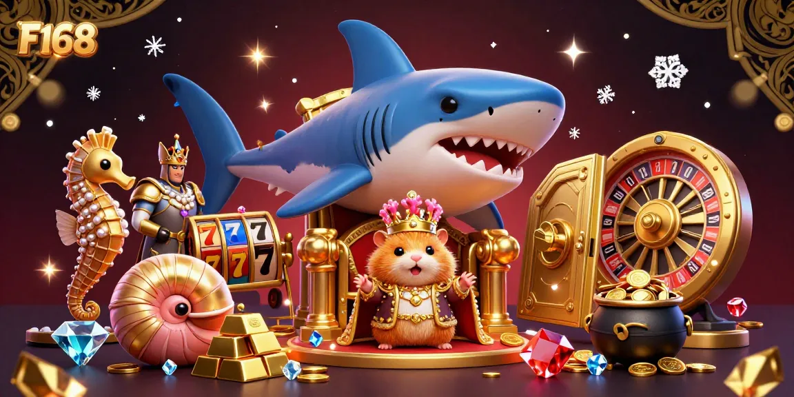 Participate in thrilling F168 casino adventures featuring a golden hamster king with casino elements.