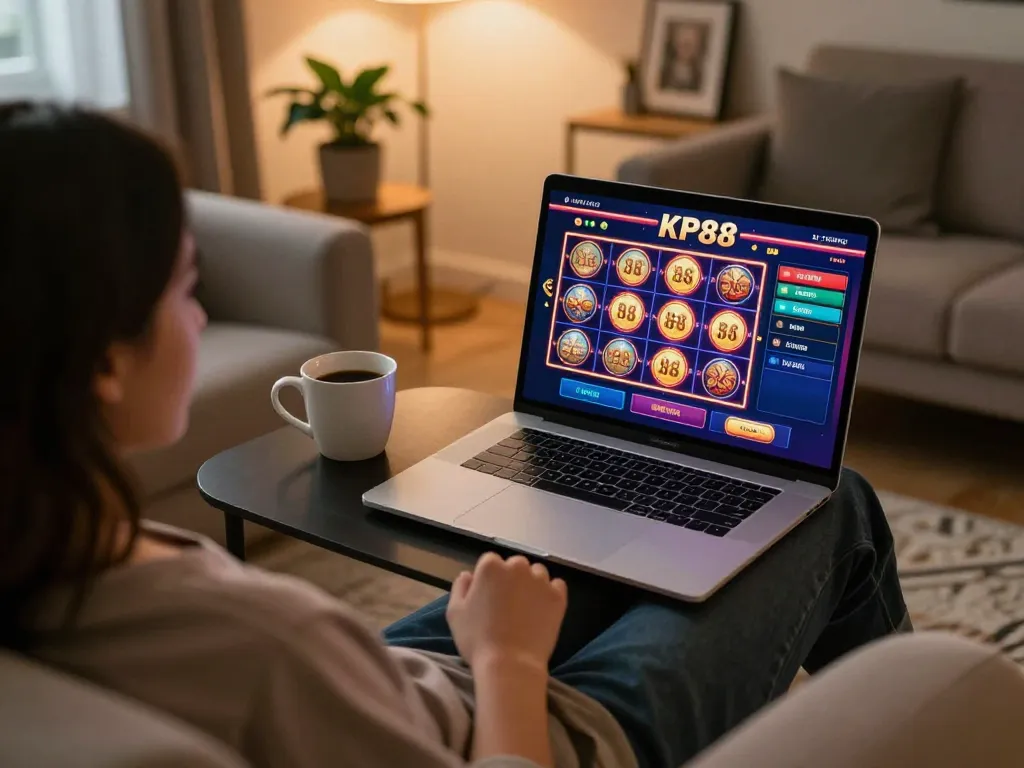 Engaging KP88 online casino experience at home with vibrant gaming interface.
