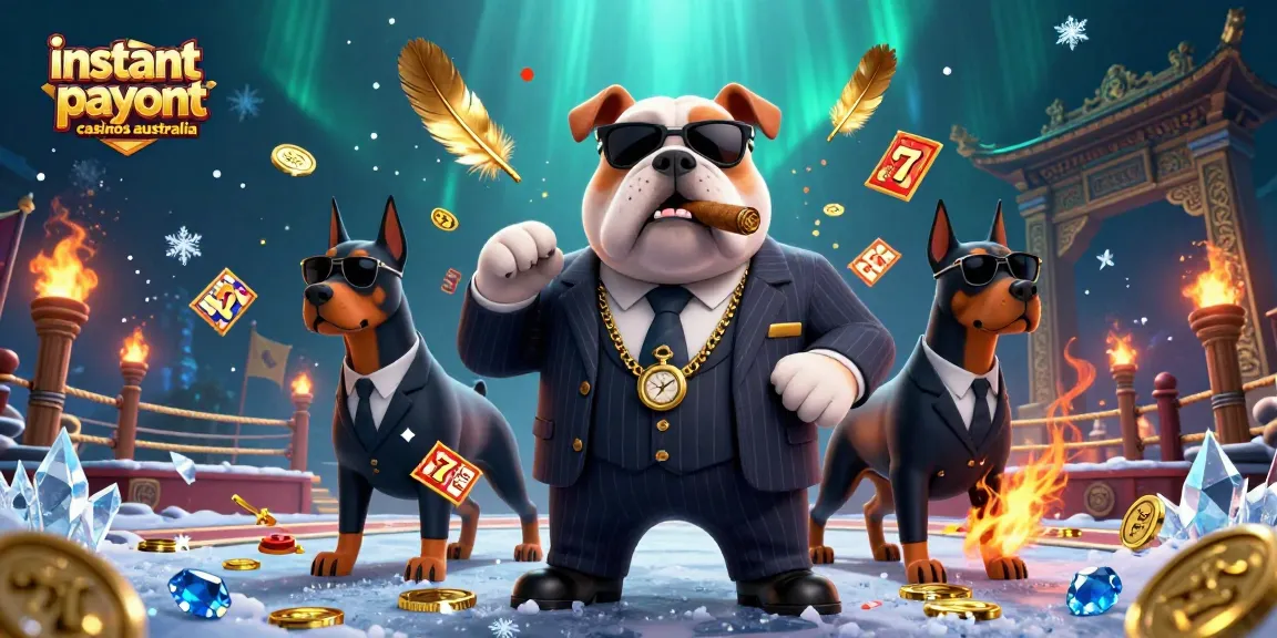 Experience the thrill of instant payout casinos Australia with a vibrant 3D mafia-themed illustration.