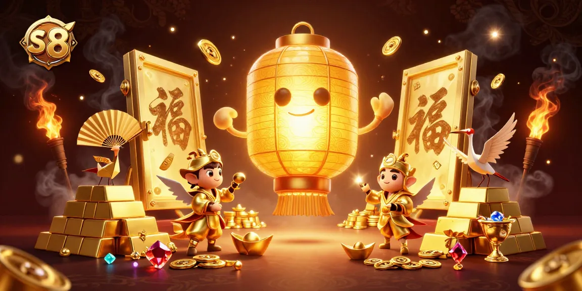 Experience the vibrant world of s 8 with golden treasures and animated characters in this thrilling casino scene.