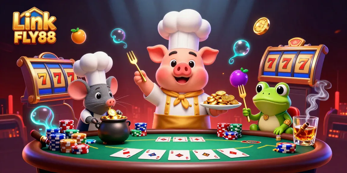 Experience the fun at Link FLY88 with vibrant characters showcasing the thrill of online gaming.